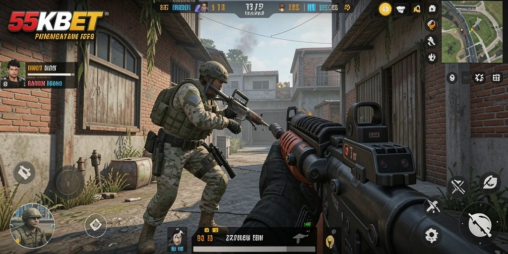 Screenshot utama 55KBET menampilkan aksi FPS yang mendebarkan.