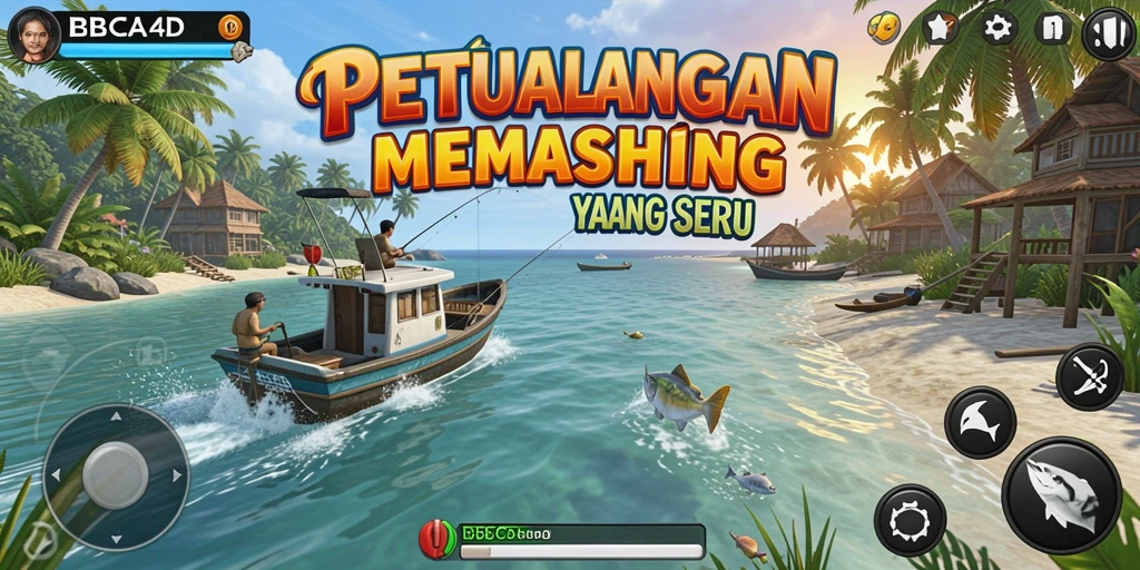 Tampilan gameplay BBCA4D yang menampilkan serunya memancing.