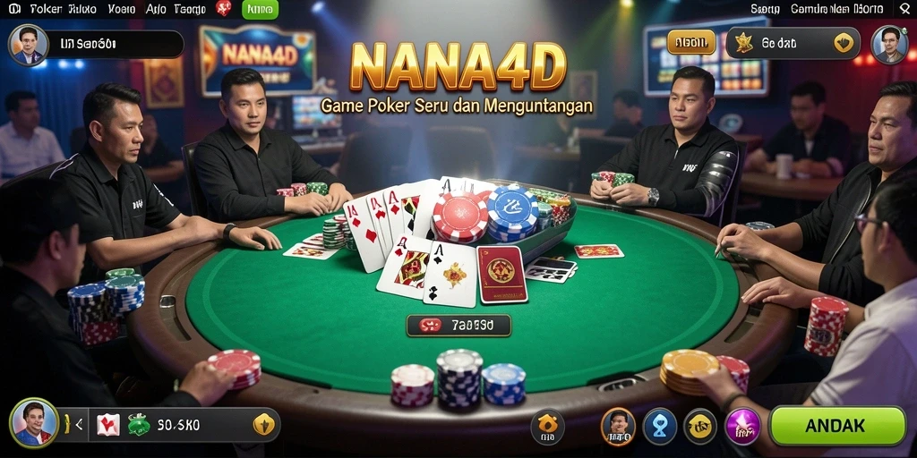 Screenshot gameplay NANA4D yang menampilkan suasana Poker yang mendebarkan.