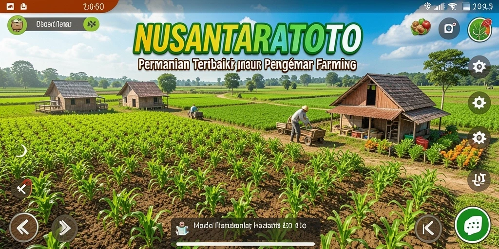 Screenshot gameplay NUSANTARATOTO menampilkan ladang hijau yang subur.
