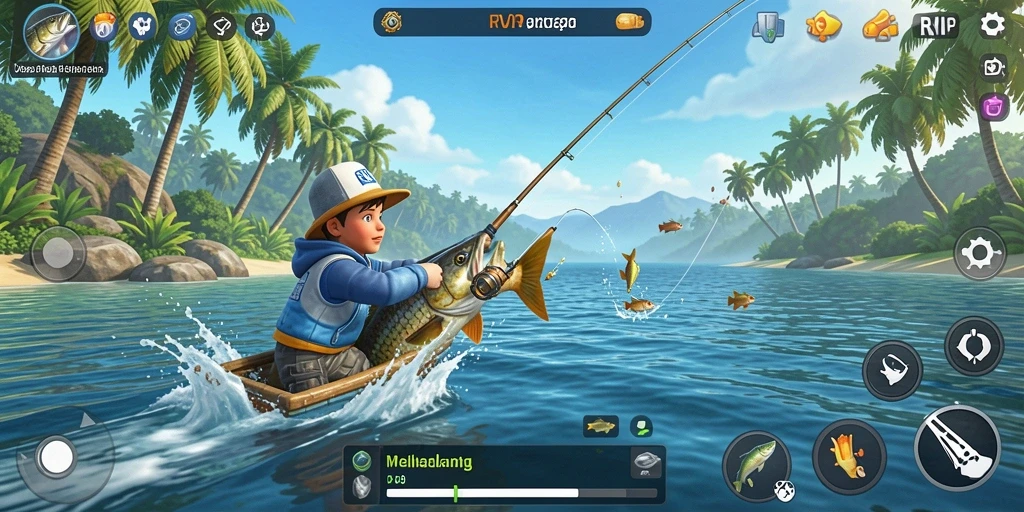 Screenshot gameplay menunjukkan pengalaman memancing yang mengasyikkan dan realistis.