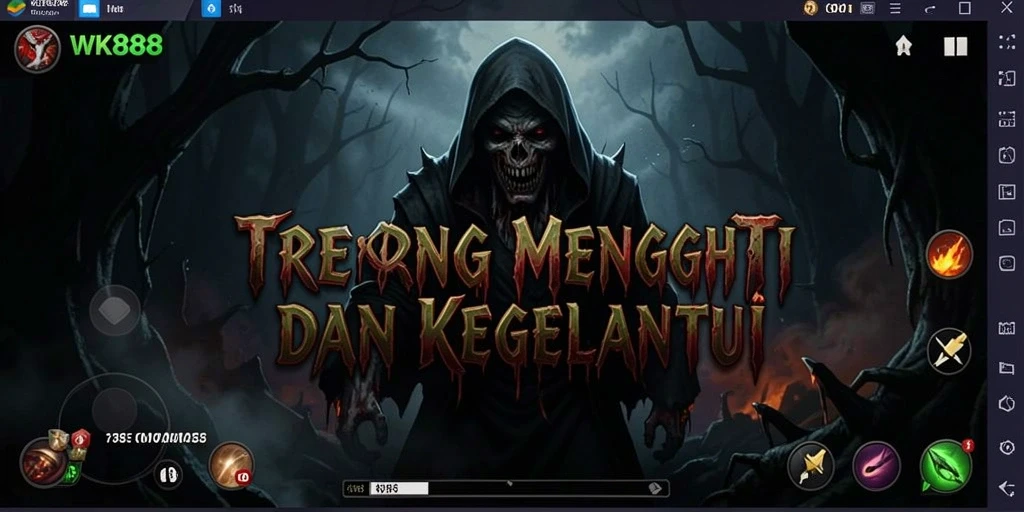 Screenshot gameplay WK888 menampilkan suasana horor yang mencekam.