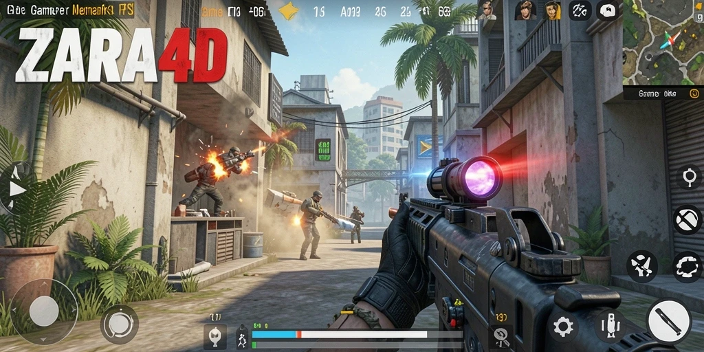 Gameplay menegangkan ZARA4D saat pemain bertempur di arena FPS.